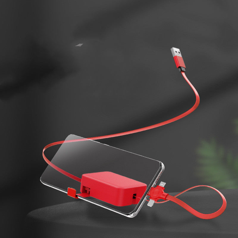 FlexCharge 4-in-1 Retractable Fast Charging Cable – Multi USB Type C / iPhone / Micro USB with Built-in Phone Stand & Storage Case
