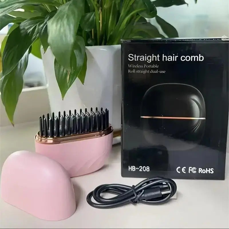 Professional Wireless Charging Hair Comb Straightening Hairdressing Tool for Home Use Long Hair Styling And Volumizing Device