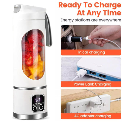 Portable USB Rechargeable Blender Cup 450ml – Mini Electric Juicer & Smoothie Maker