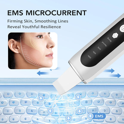 Ultrasonic Skin Scrubber Deep Face Cleaning Acne Blackhead Remover Facial Spatula Peeling Shovel EMS Skin Lifting Machine
