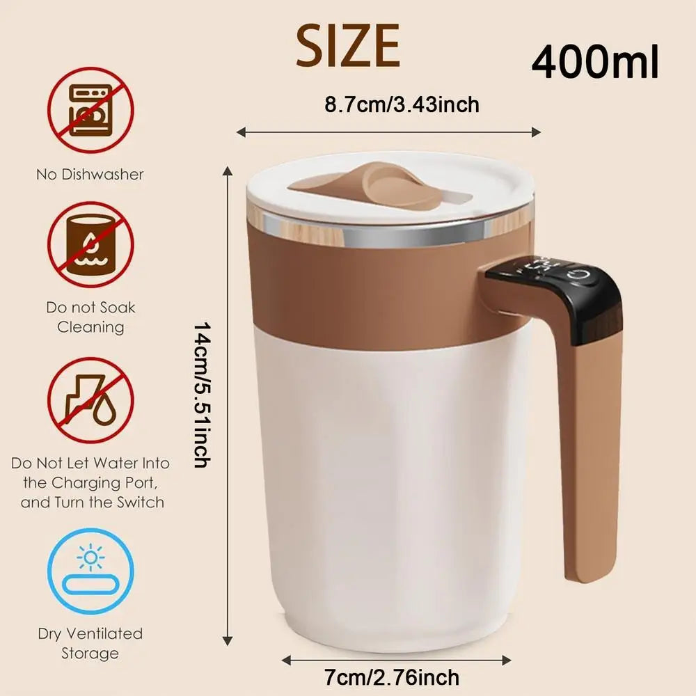 Self Stirring Mug 400ml Rechargeable Drinkware with Lid Electric Coffee Cup Built-in LCD for Beverage Cocoa Honey Women Men Home