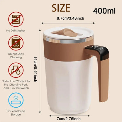 Self Stirring Mug 400ml Rechargeable Drinkware with Lid Electric Coffee Cup Built-in LCD for Beverage Cocoa Honey Women Men Home