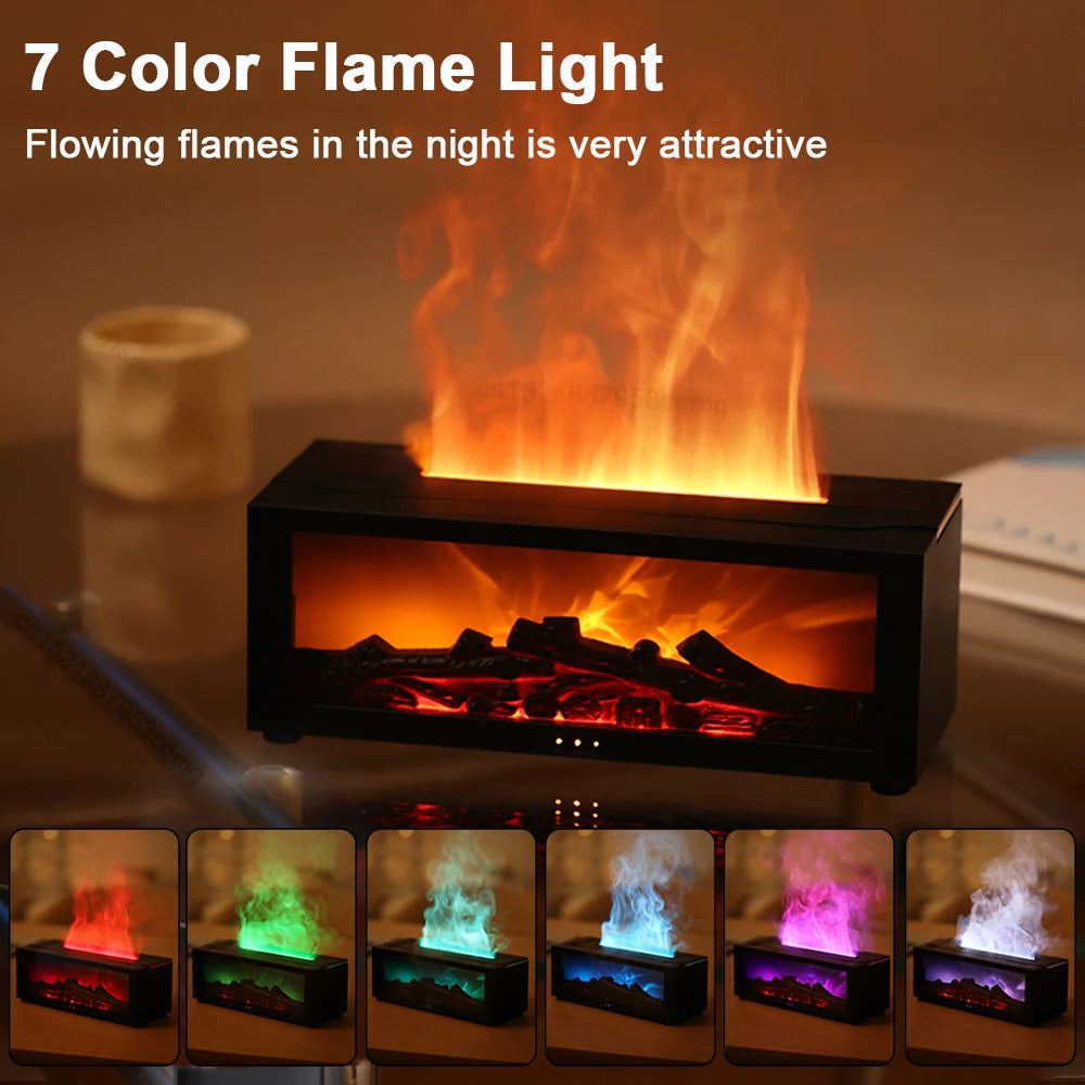 FlameGlow™ Diffuseur Flamme 3D Humidificateur Aromathérapie LED 7 Couleurs 150ml