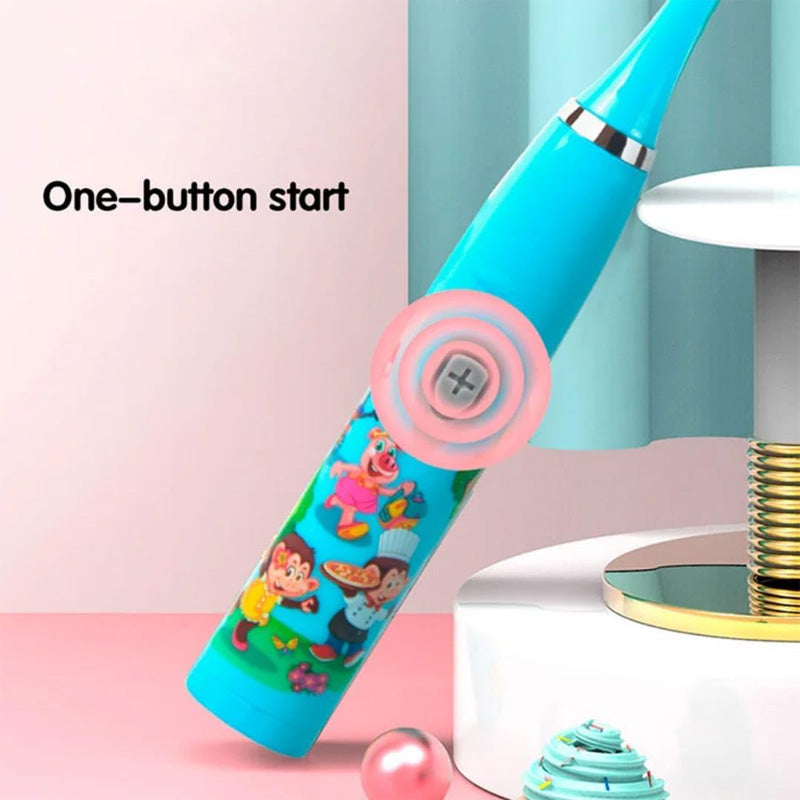 SonicKids™ Brosse à Dents Électrique Enfants – Cartoon Coloré IPX6 Waterproof, Technologie Sonic, 6 Têtes de Rechange