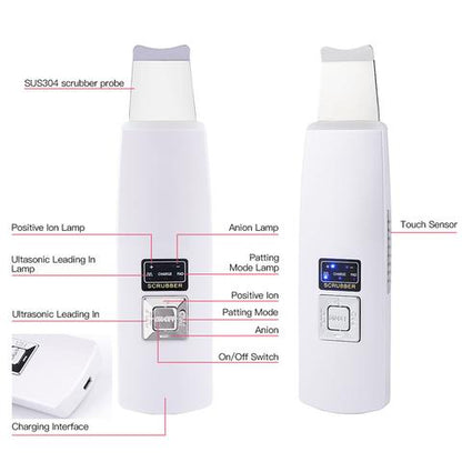 Ultrasonic Skin Scrubber Facial Cleanser – Blackhead & Acne Remover, Deep Pore Cleansing Face Spatula, Exfoliation & Skin Lifting Beauty Device