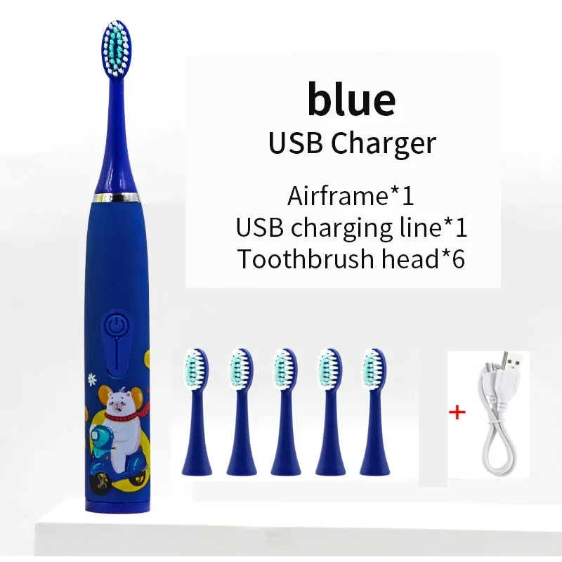 For Children Sonic Electric Toothbrush Cartoon Pattern for Kids with Replace The Tooth Brush Head Ultrasonic Toothbrush J259