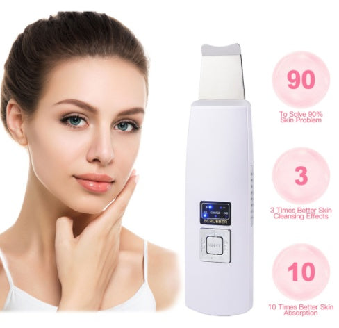 Ultrasonic Skin Scrubber Facial Cleanser – Blackhead & Acne Remover, Deep Pore Cleansing Face Spatula, Exfoliation & Skin Lifting Beauty Device