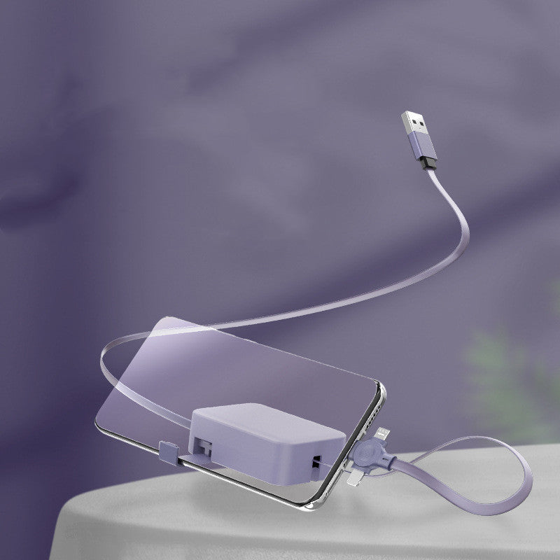 FlexCharge 4-in-1 Retractable Fast Charging Cable – Multi USB Type C / iPhone / Micro USB with Built-in Phone Stand & Storage Case