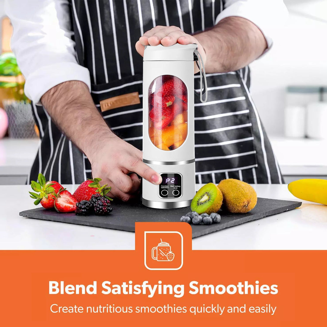 Portable USB Rechargeable Blender Cup 450ml – Mini Electric Juicer & Smoothie Maker