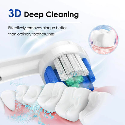 Electric Smart Rotating Timing Toothbrush Rechargeable Rotary Toothbrush with 4 Heads, 5 Modes Setting Teeth Whitening Oral Care