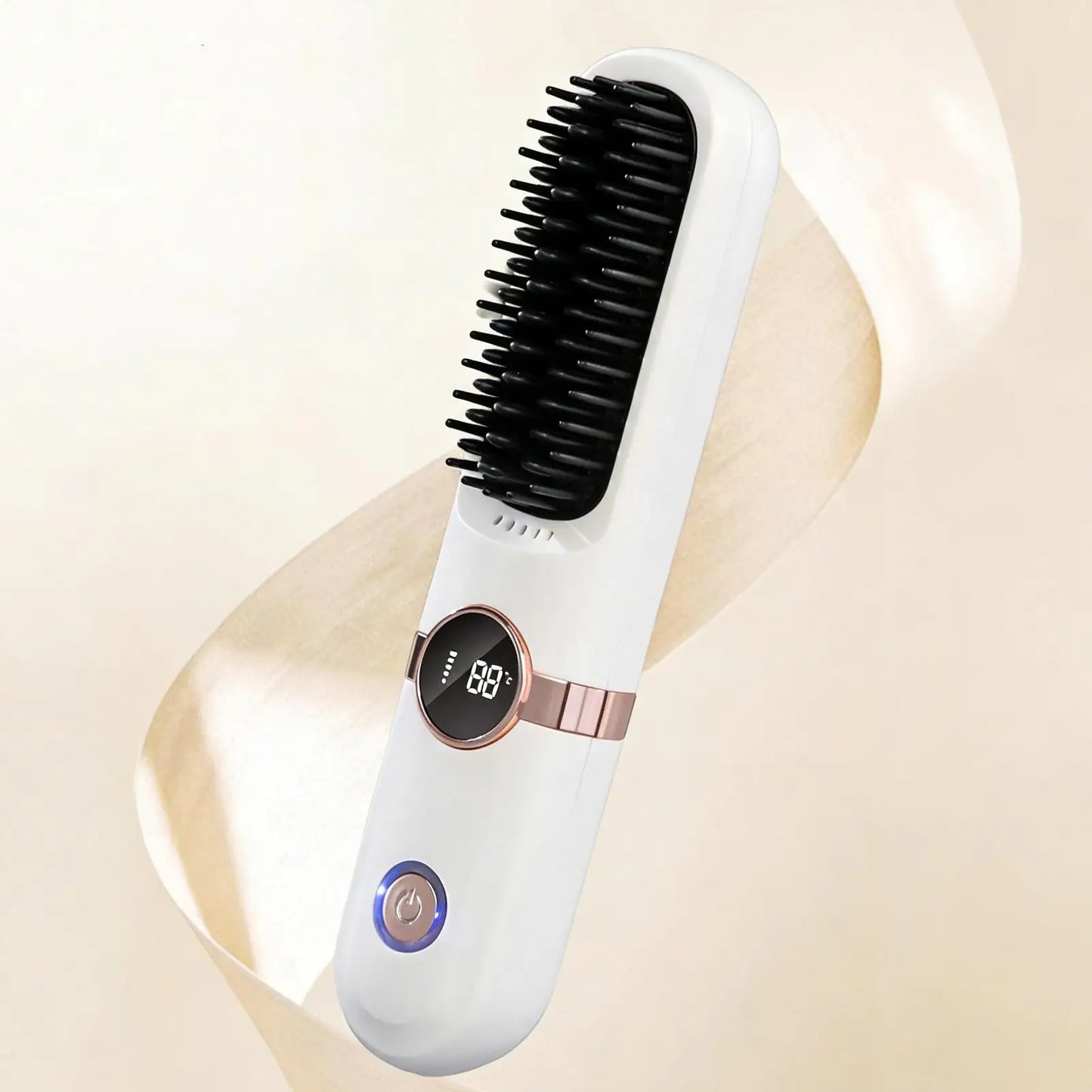 Cordless Hair Straightener Brush 4-Level Wireless Hair Iron Brush Travel Heated Straightener Comb for Home Salon Travel Vacation