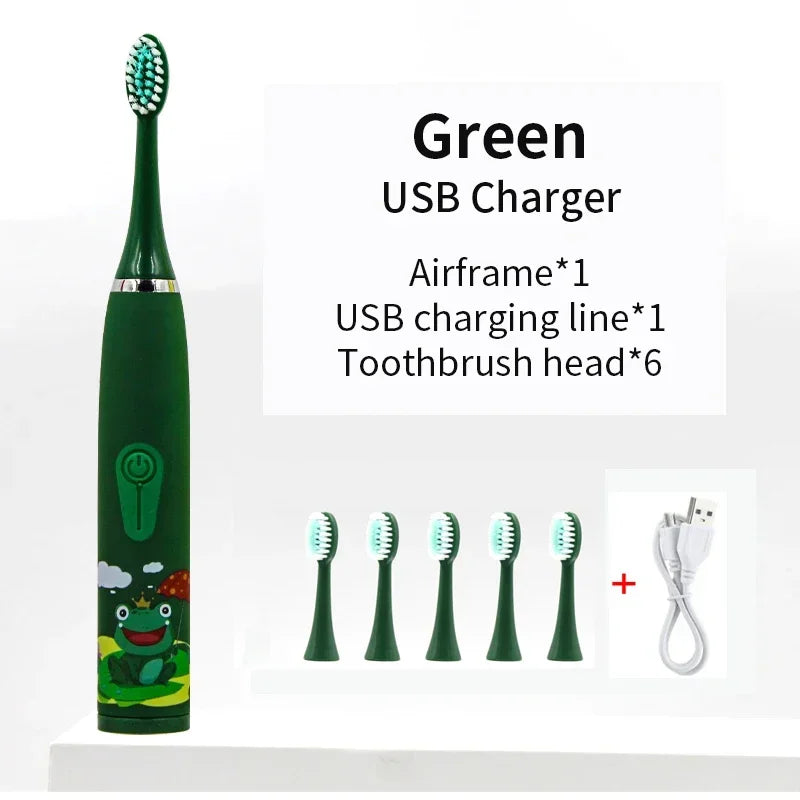 For Children Sonic Electric Toothbrush Cartoon Pattern for Kids with Replace The Tooth Brush Head Ultrasonic Toothbrush J259