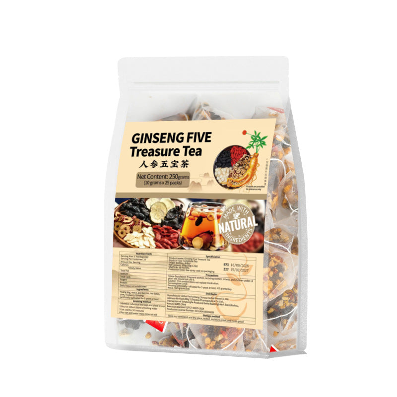 Five Treasures Ginseng Tea – Natural Energy & Wellness Herbal Infusion