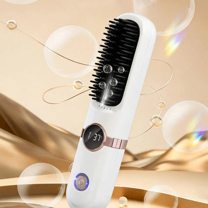 Cordless Hair Straightener Brush 4-Level Wireless Hair Iron Brush Travel Heated Straightener Comb for Home Salon Travel Vacation