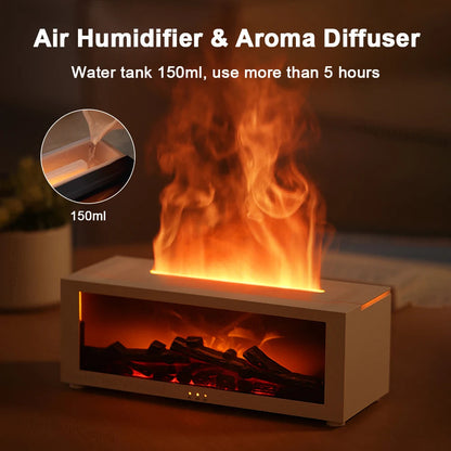 FlameGlow™ Diffuseur Flamme 3D Humidificateur Aromathérapie LED 7 Couleurs 150ml