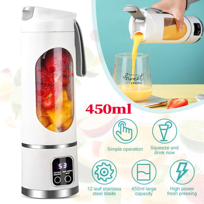 Portable USB Rechargeable Blender Cup 450ml – Mini Electric Juicer & Smoothie Maker