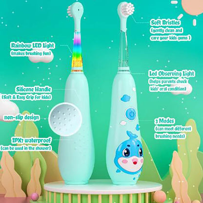 Seago Kids Electric Toothbrush LED Observing Light Children's Power Toothbrushes with Magnetic Charging 8 Pieces Brush Heads