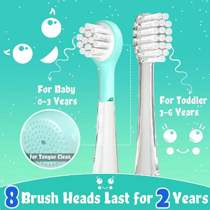Seago Kids Electric Toothbrush LED Observing Light Children's Power Toothbrushes with Magnetic Charging 8 Pieces Brush Heads