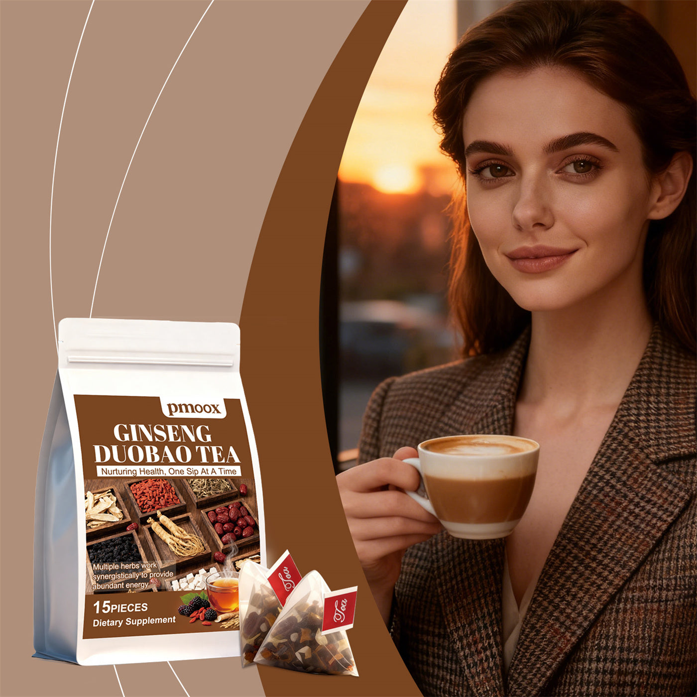 Ginseng Herbal Wellness Tea – Tisane Détox Énergisante Naturelle au Ginseng & Baies de Goji