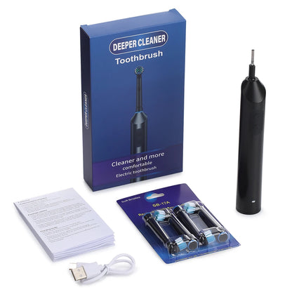 5 Modes Rotating Electric Toothbrush Rechargeable Rotary Electric Timer Teeth Whitening Brush with Replacement Heads Oral Care