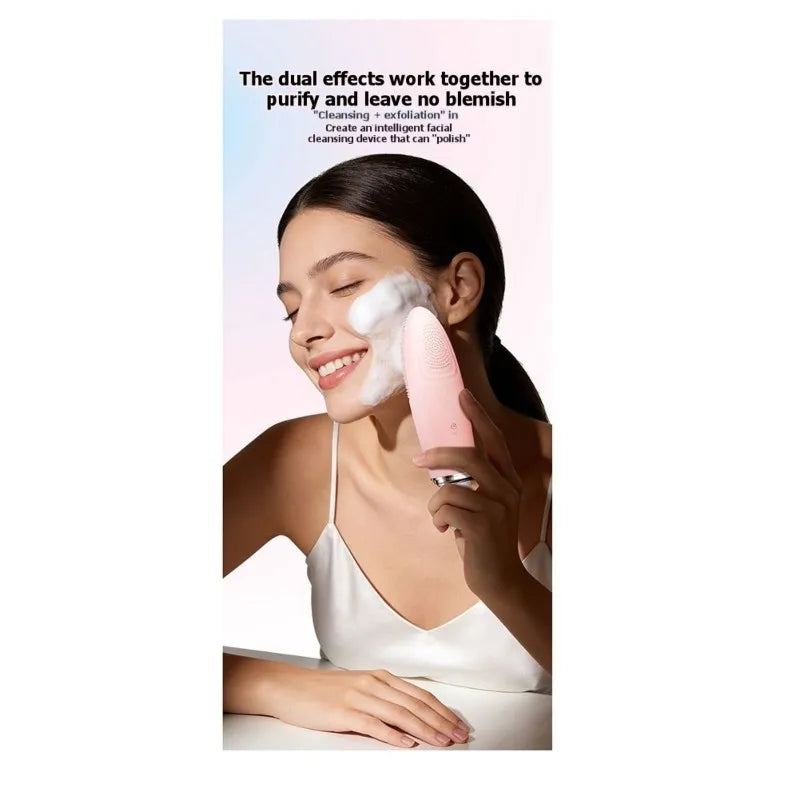 【GARMENT】Silicone Facial Cleanser Cleansing Device& 2-In-1 Ultrasonic Skin Scrubber-Deep Pore Cleaning And Blackhead Removal