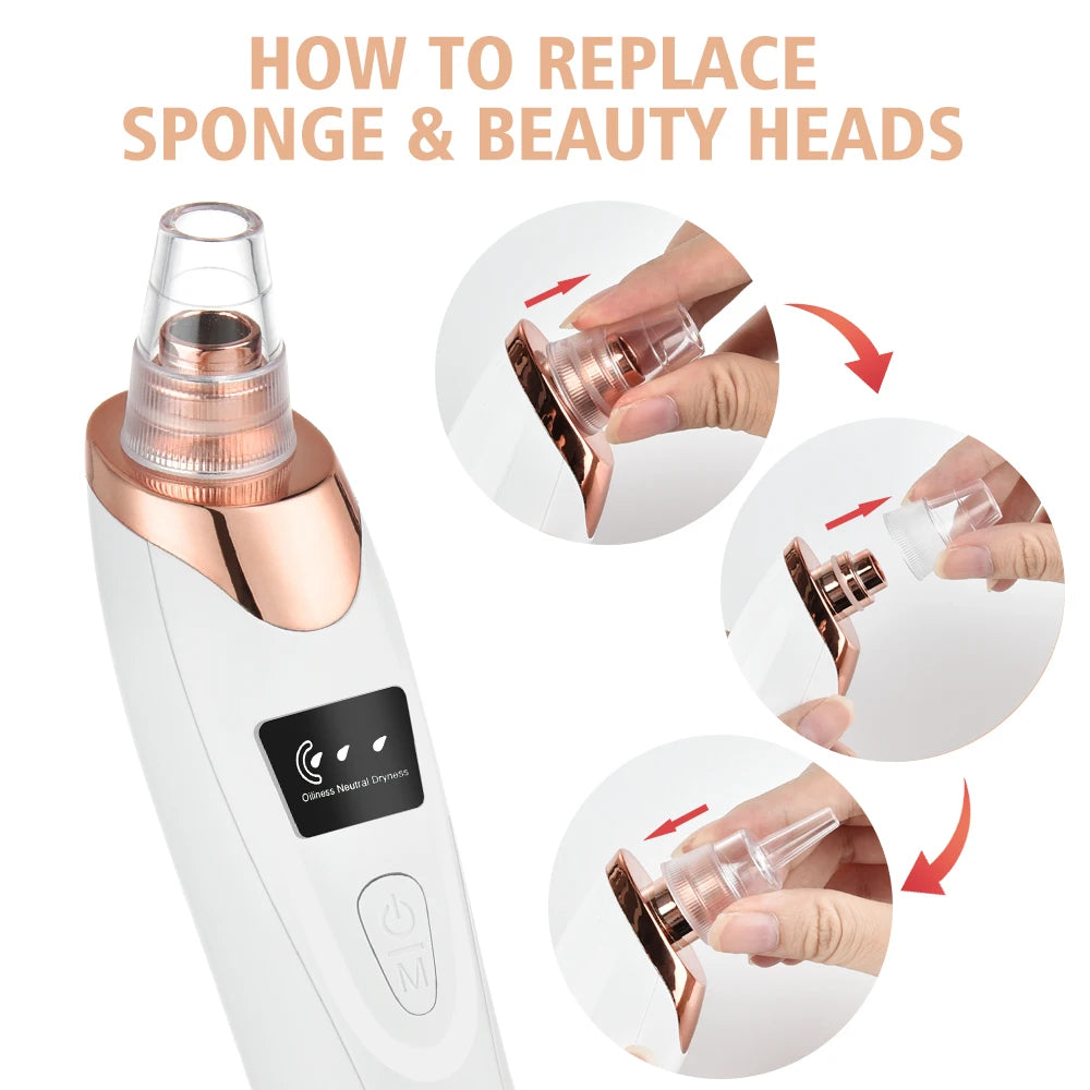 Electric Facial Skin Care Pore Removal Cleanser Vacuum Acne Removal For Deep Facial Pores 5 Suction Power Blackhead Remover Pore