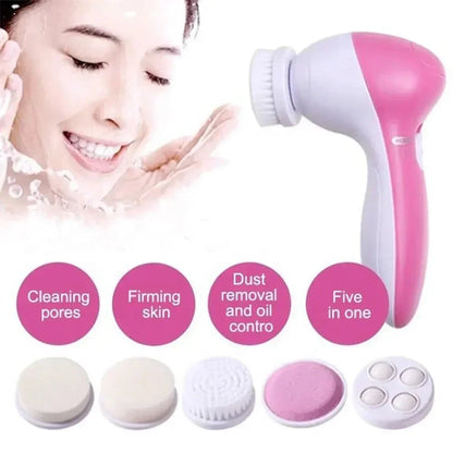 5-in-1 Electric Facial Cleansing Brush Multi-functional Face Cleanser Machine Spa Skin Care Massager Blackhead Removal Deep Clea
