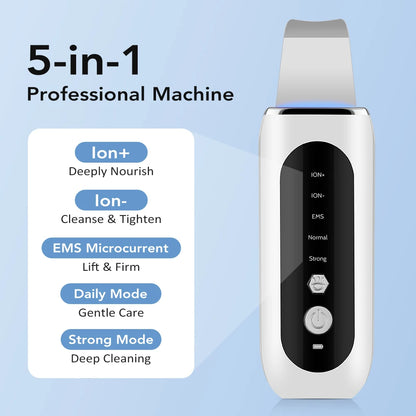 Ultrasonic Skin Scrubber Deep Face Cleaning Acne Blackhead Remover Facial Spatula Peeling Shovel EMS Skin Lifting Machine