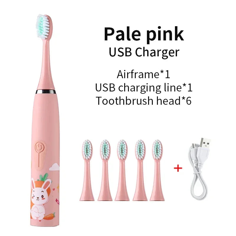For Children Sonic Electric Toothbrush Cartoon Pattern for Kids with Replace The Tooth Brush Head Ultrasonic Toothbrush J259