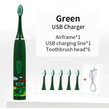 For Children Sonic Electric Toothbrush Cartoon Pattern for Kids with Replace The Tooth Brush Head Ultrasonic Toothbrush J259