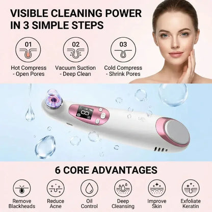 Multi-functional Blackhead Remover Pore Vacuum with Cold Compress, Facial Cleanser Pore Minimizer Beauty Device for Acne & Black