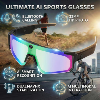 Smart AI Camera Glasses 1200P Video Recording Bluetooth Outdoor Sports Sunglasses WiFi Translator Anti-Shake Polarized Eyewear