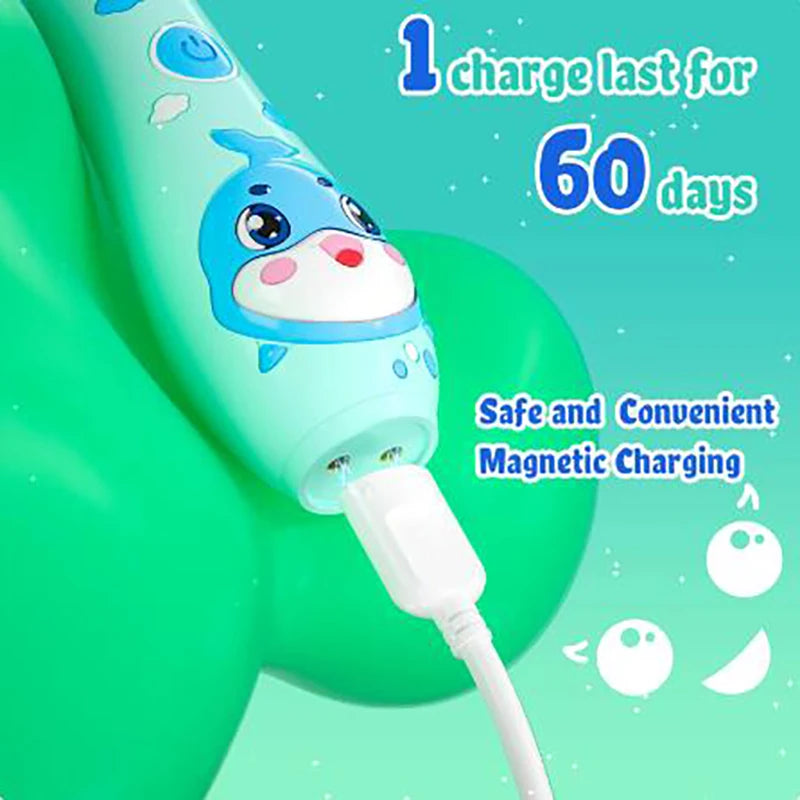 Seago Kids Electric Toothbrush LED Observing Light Children's Power Toothbrushes with Magnetic Charging 8 Pieces Brush Heads