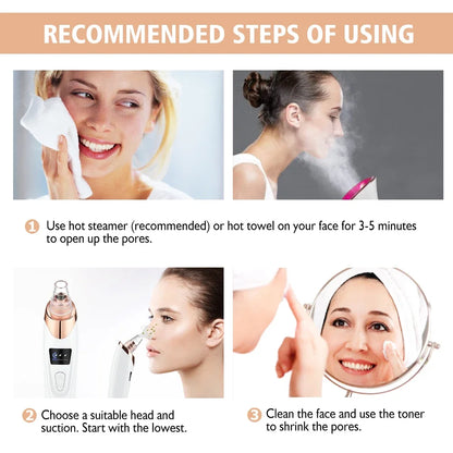 Blackhead Remover Vacuum Pore Adsorber Face Cleaner Electric Pimple Acne Black Head Removal Rechargeable Face Cleaning Tool