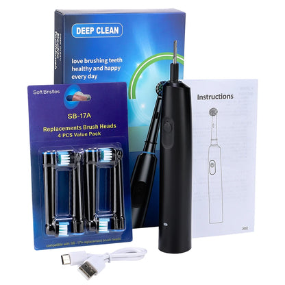 Electric Smart Rotating Timing Toothbrush Rechargeable Rotary Toothbrush with 4 Heads, 5 Modes Setting Teeth Whitening Oral Care
