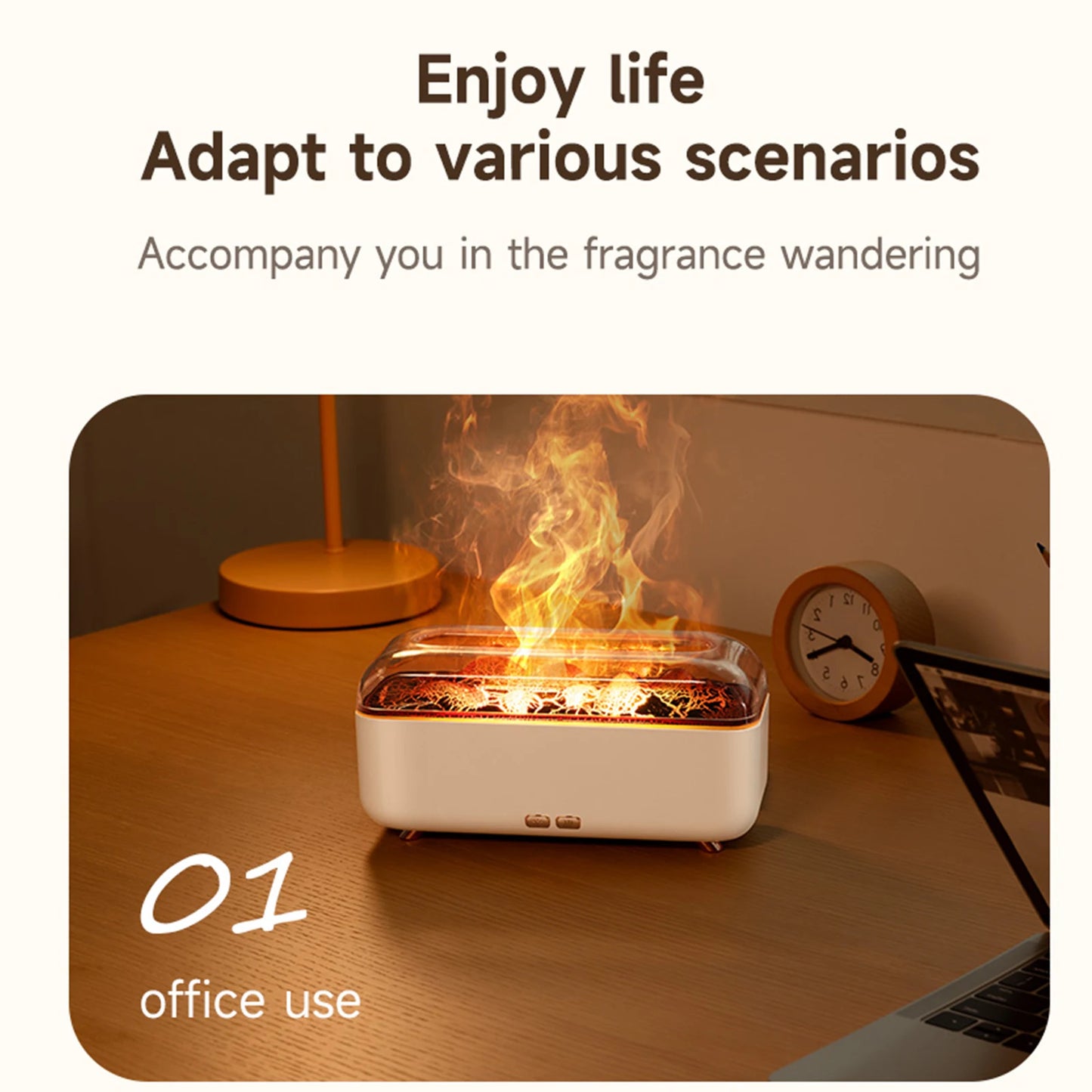 Flame Air Diffuser Humidifier 300ml Essential Oil Diffuser Aromatherapy Diffuser for Home Office Gift