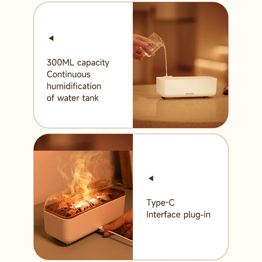 Flame Air Diffuser Humidifier 300ml Essential Oil Diffuser Aromatherapy Diffuser for Home Office Gift