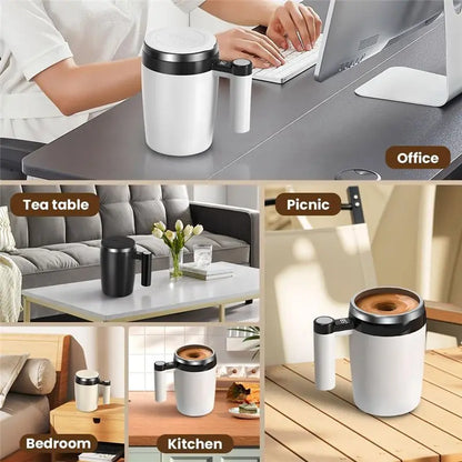 ABRE-Automatic Magnetic Stirring Coffee Mug, Self-Stirring Coffee Mug With Temperature Battery LCD, Rechargeable Coffee Mug