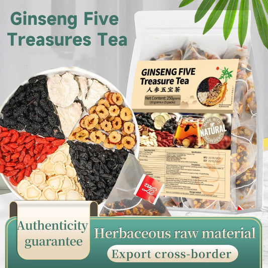 Five Treasures Ginseng Tea – Natural Energy & Wellness Herbal Infusion