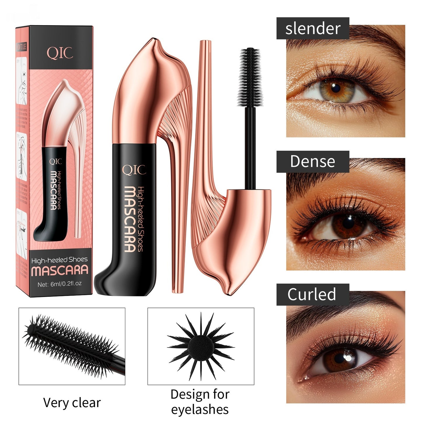 Mascara Waterproof Noir – Volume, Allongement & Courbure Intense Anti-bavure 6ml