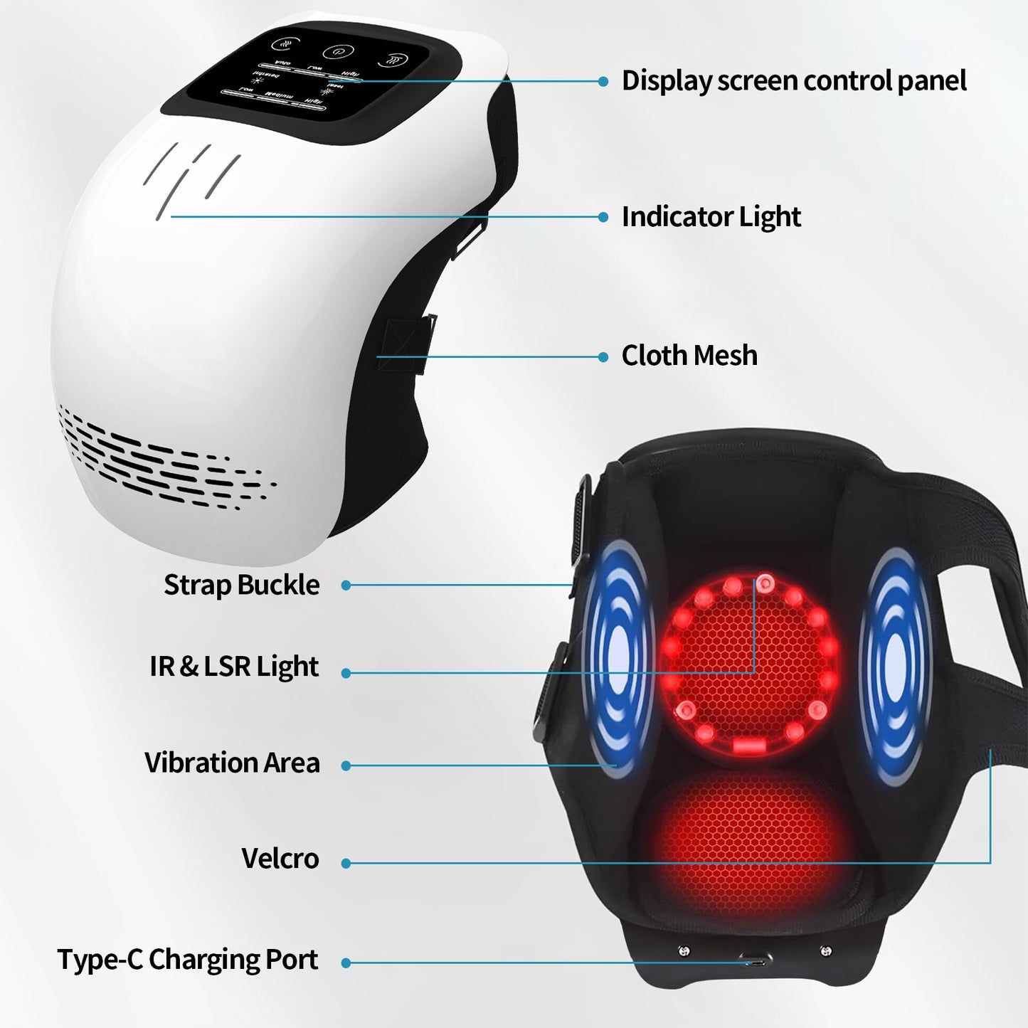 KneeRelief Pro™ – Massager de Genou Chauffant Électrique Infrarouge & Vibration