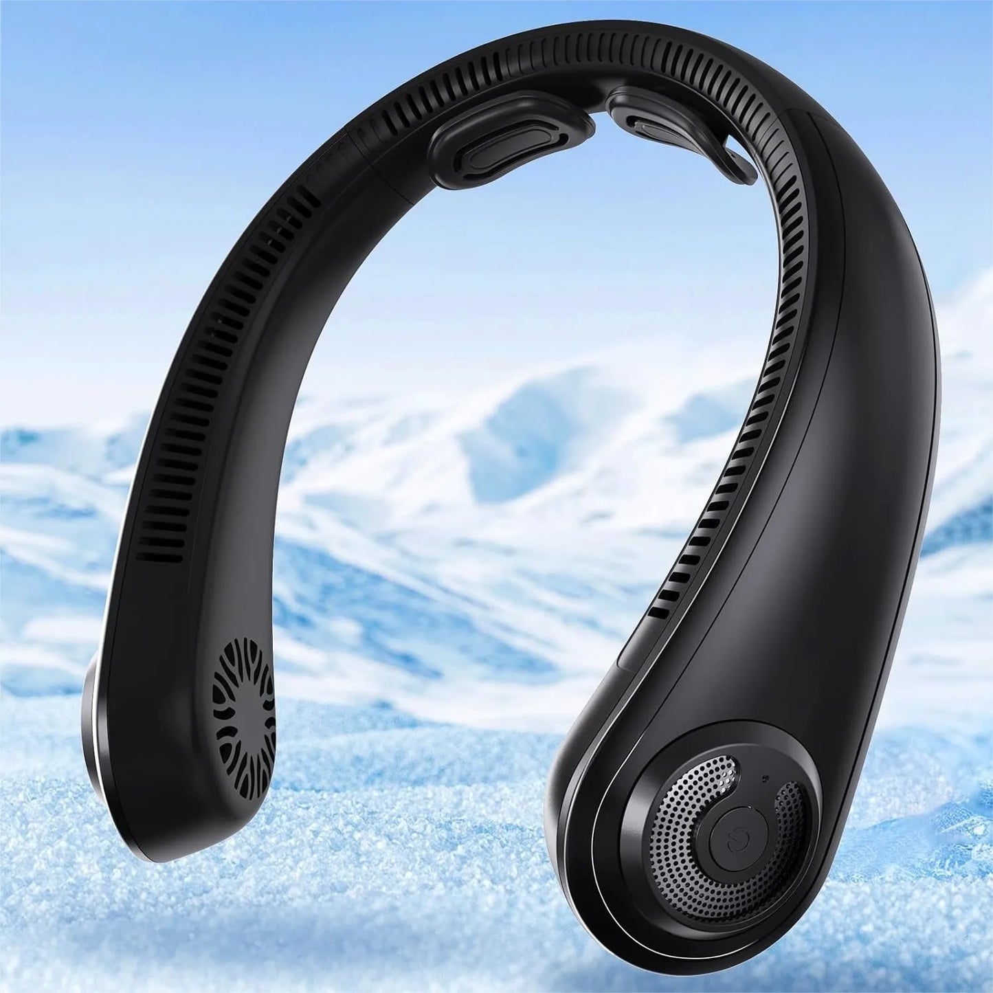 Portable Neck Fan with Neck Support, 5 Speeds Rechargeable Wearable Cooling Fan for Hot Flashes, Travel, Camping Essentials