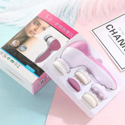 5-in-1 Electric Facial Cleansing Brush Multi-functional Face Cleanser Machine Spa Skin Care Massager Blackhead Removal Deep Clea