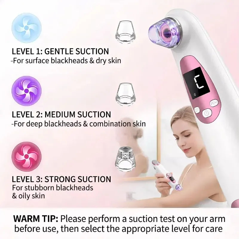 Multi-functional Blackhead Remover Pore Vacuum with Cold Compress, Facial Cleanser Pore Minimizer Beauty Device for Acne & Black