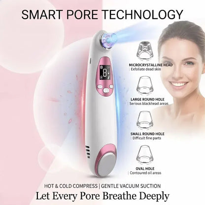 Multi-functional Blackhead Remover Pore Vacuum with Cold Compress, Facial Cleanser Pore Minimizer Beauty Device for Acne & Black