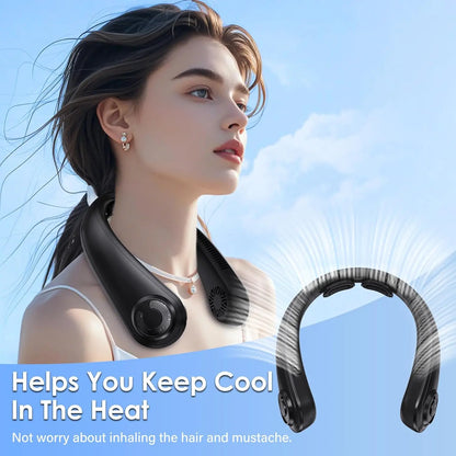 Portable Neck Fan with Neck Support, 5 Speeds Rechargeable Wearable Cooling Fan for Hot Flashes, Travel, Camping Essentials
