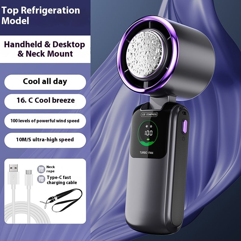 Ventilateur Portable Refroidissant Ice Pack – Mini Ventilateur Pliable USB à Vitesse Réglable (Cou & Main)