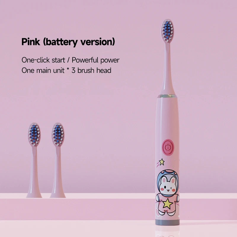 USB Sonic Children Electric Toothbrush Rechargeable Colorful Cartoon Brush Kids Automatic IPX7 Waterproof With Replacement Head