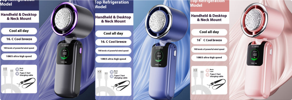Ventilateur Portable Refroidissant Ice Pack – Mini Ventilateur Pliable USB à Vitesse Réglable (Cou & Main)
