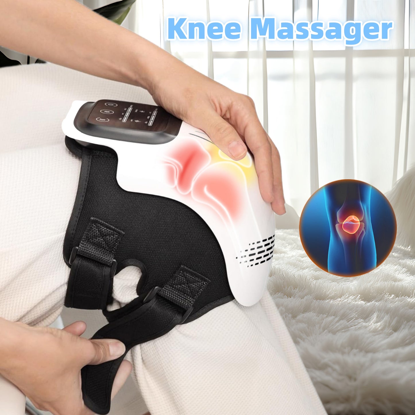 KneeRelief Pro™ – Massager de Genou Chauffant Électrique Infrarouge & Vibration